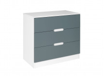 Commode 3 tiroirs MANLY - Blanc/Vert - 3