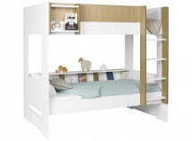 Lit superposé rangement MANLY - Blanc/Chêne - 5