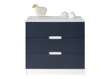 Commode 3 tiroirs MANLY - Blanc/Bleu - 2