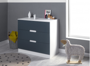 Comò a 3 cassetti MANLY - Bianco/Blu