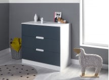 Commode 3 tiroirs MANLY - Blanc/Bleu - 1