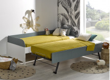 Lit gigogne banquette 90x190 MANLY - Blanc/Vert - 2