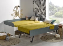 Lit gigogne banquette 90x190 MANLY - Blanc/Vert - 2
