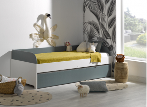 Letto estraibile divano 90x190 MANLY - Bianco/Verde