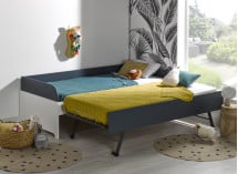 Lit gigogne banquette 90x190 MANLY - Blanc/Bleu - 2