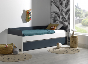Letto a divano estraibile 90x190 MANLY - Bianco/Blu