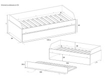 Lit gigogne banquette 90x190 MANLY - Dimensions