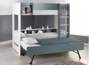 MANLY stapelbed met 3 slaapplaatsen 90x190 - Wit/Groen