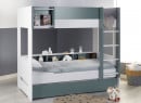Lit superposé 3 places 90x190 MANLY Blanc/Vert - 2