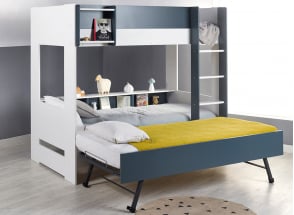 Stapelbed 3 personen 90x190 MANLY - Wit/Blauw