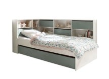 Lit gigogne rangement 90x190 MANLY Blanc/Vert - 6
