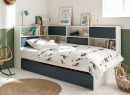 Lit gigogne rangement 90x190 MANLY Blanc/Bleu - 1