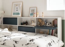 Lit gigogne rangement 90x190 MANLY Blanc/Bleu - 3
