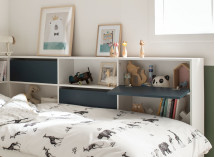 Lit gigogne rangement 90x190 MANLY Blanc/Bleu - 3