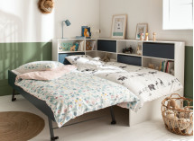 Lit gigogne rangement 90x190 MANLY Blanc/Bleu - 2