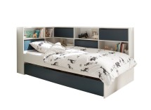 Lit gigogne rangement 90x190 MANLY Blanc/Bleu - 6