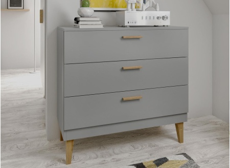Commode 3 tiroirs DREAM Gris/Chêne  - 1