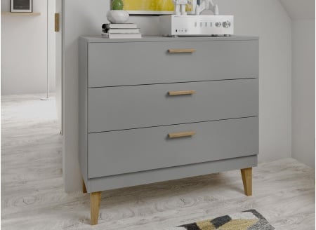 Commode 3 tiroirs DREAM Gris/Chêne  - 1