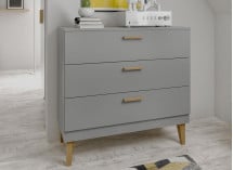 Commode 3 tiroirs DREAM Gris/Chêne  - 1