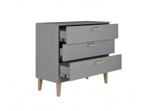 Commode 3 tiroirs DREAM Gris/Chêne  - 4