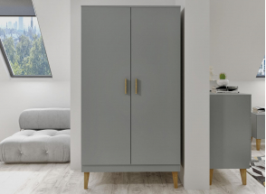 Armario 2 puertas DREAM - Gris/Roble