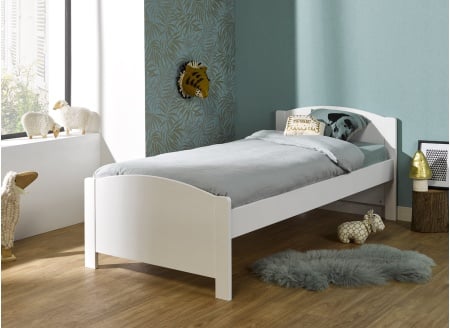 Lit enfant 90x200 en pin massif JANGO - Blanc - 1