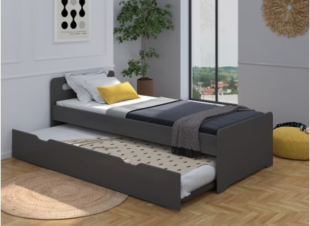 Lit gigogne 90x200 LEVIS - Ardoise - 2