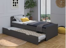 Lit gigogne 90x200 LEVIS - Ardoise - 2