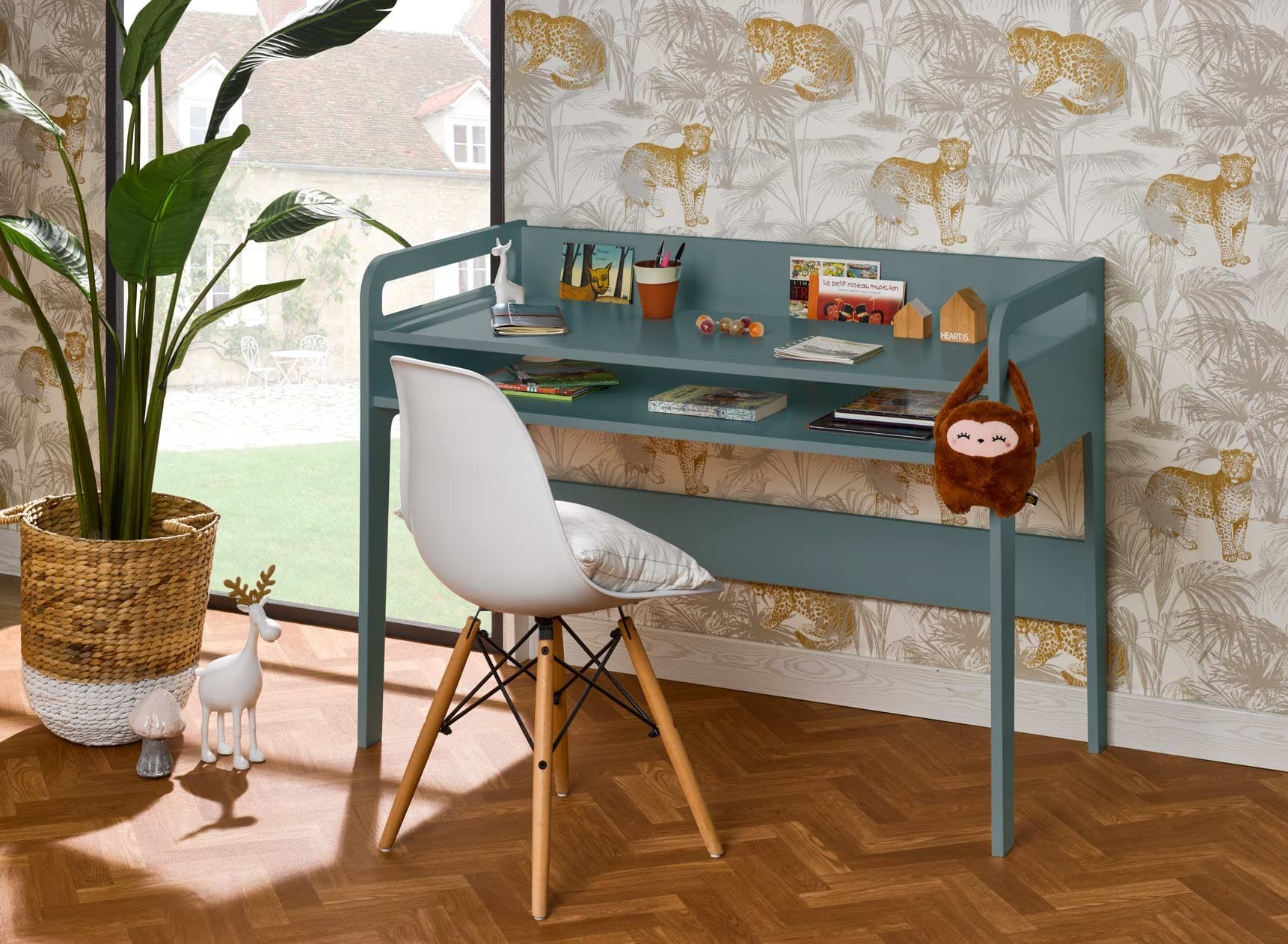 Bureau enfant à casier LEVIS Vert - 1