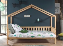 Lit cabane enfant 90x200 pin massif THEO Bois - 1