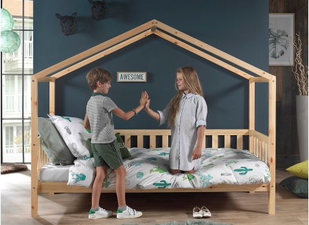 Lit cabane enfant 90x200 pin massif THEO Bois - 2