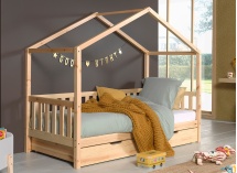 Lit cabane enfant 90x200 pin massif THEO Bois - 5