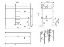 Lit mezzanine avec bureau 90x200 et fauteuil convertible CALVI - 13