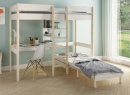Lit mezzanine avec bureau 90x200 et fauteuil convertible CALVI - Blanc/Pin - 2