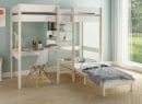 Lit mezzanine avec bureau 90x200 et fauteuil convertible CALVI - Blanc/Pin - 2