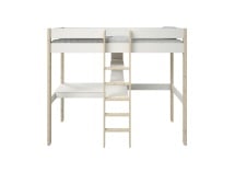 3 - Lit mezzanine avec bureau 90x200 et fauteuil convertible CALVI - Blanc/Pin