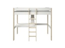 3 - Lit mezzanine avec bureau 90x200 et fauteuil convertible CALVI - Blanc/Pin