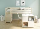 Lit mi-hauteur bureau et commode JADE - Blanc/Pin - 2