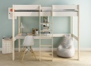 Lit mezzanine avec bureau 90x200 et fauteuil convertible CALVI - Blanc/Pin - 12