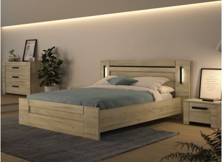 Lit 180x200 tête de lit OSCAR Chêne - 2