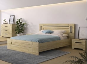 Tweepersoonsbed 180x200 met hoofdeind OSCAR - Eiken