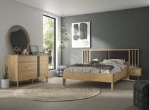 Lit 180x200 tête de lit et chevets PAVEL Chêne - 2