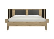 Lit 180x200 tête de lit et chevets PAVEL Chêne - 3