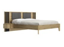 Lit 180x200 tête de lit et chevets PAVEL Chêne - 4