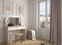 Coiffeuse 1 tiroir avec miroir et led MAE - 2