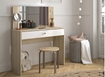 Coiffeuse 1 tiroir avec miroir et led MAE - 1
