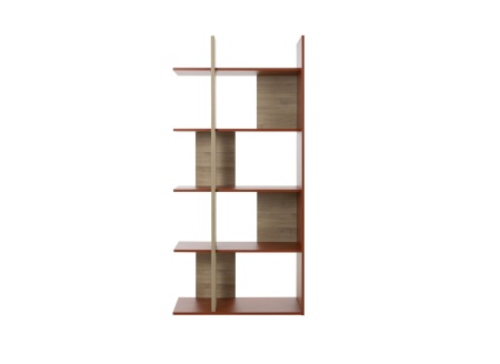 RIVER 10-shelf bookcase - Terracotta/Oak