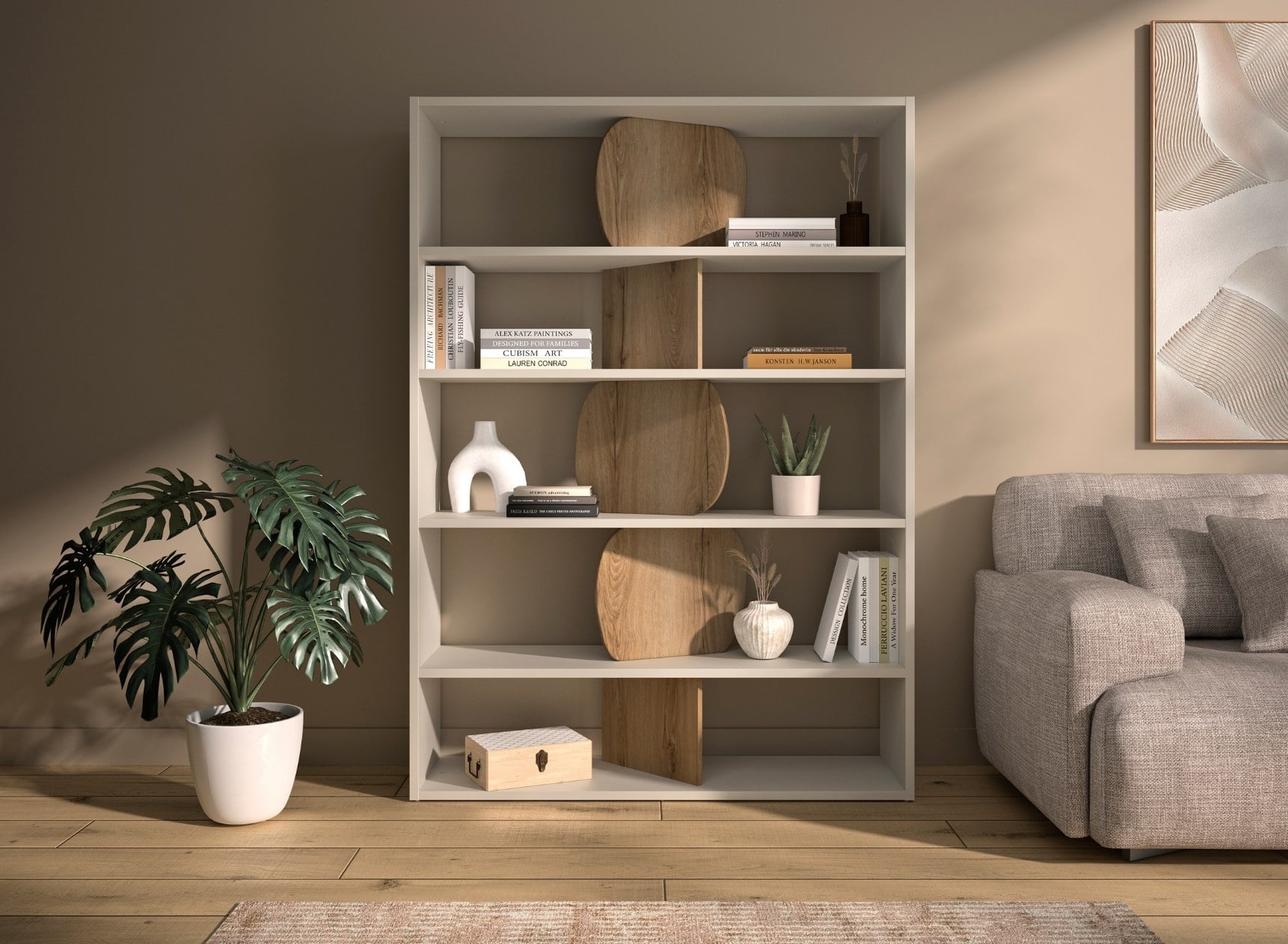 ADONIS 5-Shelf Bookcase - White/Oak