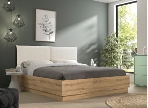 Lit coffre avec tête de lit 140x190 KAREL - Chêne Blond