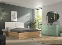 Lit coffre tête de lit 140x190 KAREL Chêne Blond - 3